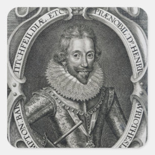 Henry Wriothesley, 3rd Earl of Southampton, 1617 Vierkante Sticker