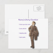 Henry's Party Checklist Briefkaart (Voorkant / Achterkant)