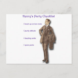 Henry's Party Checklist Briefkaart