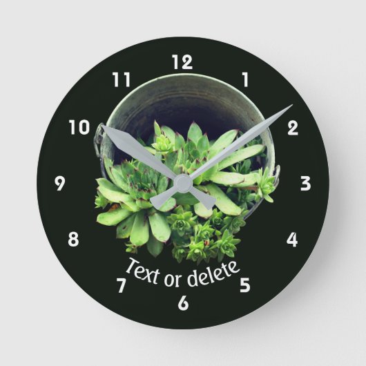 Hens And Chicks Succulents Floral Personalized  Ronde Klok (Voorkant)