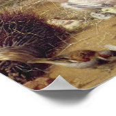 Hens die met hun kippen worstelen poster (Hoek)