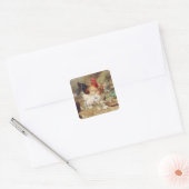 Hens die met hun kippen worstelen vierkante sticker (Envelop)