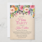 Hens Feest Vintage Bloemen Uitnodiging (Voorkant)