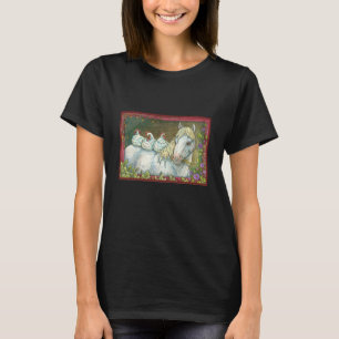 HENS IN HET T-SHIRT-BLK VAN STABLE, HORSE EN CHICK T-SHIRT