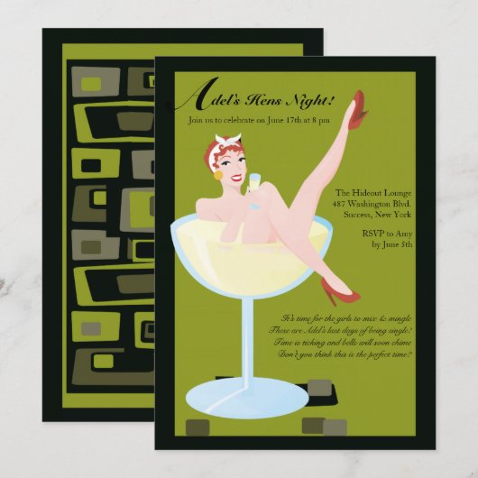 Hens Nacht Bachelorette Party Uitnodiging (Voorkant / Achterkant)