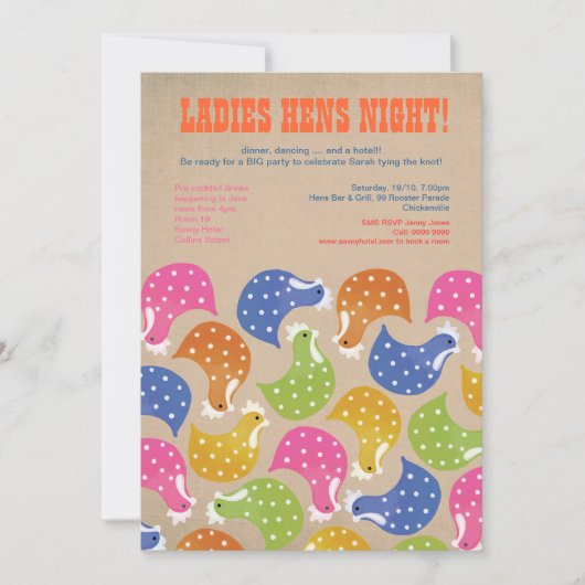 Hens Night Bachelorette Party Wedding Invite Kaart (Voorkant)