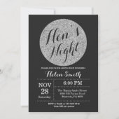 Hens Night Black en Silver Glitter Invitation Kaart (Voorkant)