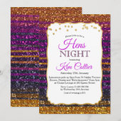 Hens Night Party Glitter Lights uitnodiging (Voorkant / Achterkant)