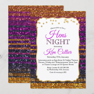 Hens Night Party Glitter Lights uitnodiging