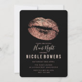 Hens Night Roos Gold Lips Invitation Kaart (Voorkant)