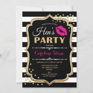 Hens Party - Black Pink Gold Kaart