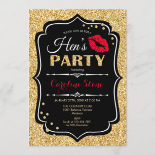 Hens Party - Black Red Gold Kaart