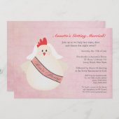 Hen's Party Funny Chicken Illustrated Invite Kaart (Voorkant / Achterkant)