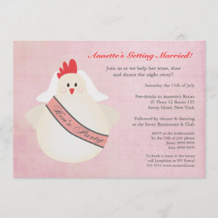 Hen's Party Funny Chicken Illustrated Invite Kaart