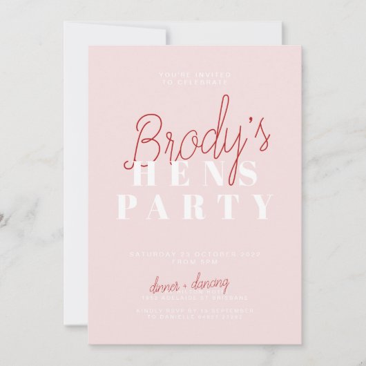 Hens Party Invitation - Brody Kaart (Voorkant)