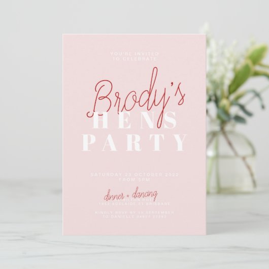 Hens Party Invitation - Brody Kaart (Staand voorkant)