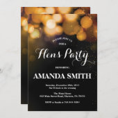 Hens Party Invitation Kaart Gold Glitter (Voorkant / Achterkant)