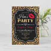 Hens Party - Leopard Print Zwart Rood Goud Kaart (Staand voorkant)