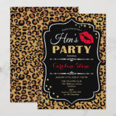 Hens Party - Leopard Print Zwart Rood Goud Kaart (Voorkant / Achterkant)