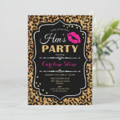 Hens Party - Leopard Print Zwart Roze Goud Kaart (Staand voorkant)