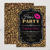 Hens Party - Leopard Print Zwart Roze Goud Kaart (Voorkant / Achterkant)