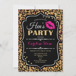 Hens Party - Leopard Print Zwart Roze Goud Kaart