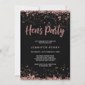 Hen's Party roos gouden glitter Uitnodiging (Voorkant)