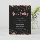 Hen's Party roos gouden glitter Uitnodiging (Staand voorkant)