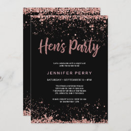 Hen's Party roos gouden glitter Uitnodiging