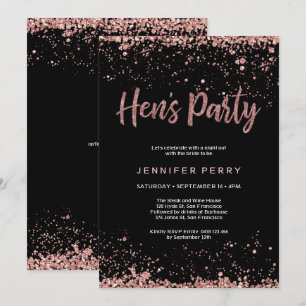 Hen's Party roos gouden glitter Uitnodiging
