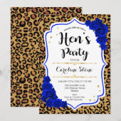 Hen's Party - Royal Blue Gold Leopard Print Kaart (Voorkant / Achterkant)