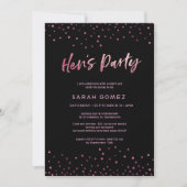 Hen's Party Uitnodiging | Roze glitter folie (Voorkant)