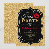 Hens Party - Zwart Rood Goud Kaart (Voorkant / Achterkant)