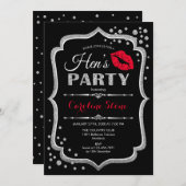 Hens Party - Zwart Rood Zilver Kaart (Voorkant / Achterkant)