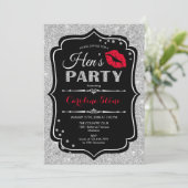 Hens Party - Zwart Rood Zilver Kaart (Staand voorkant)