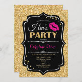 Hens Party - Zwart roze goud Kaart (Voorkant / Achterkant)