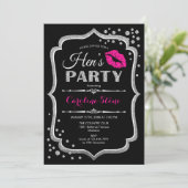 Hens Party - Zwart roze zilver Kaart (Staand voorkant)