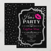 Hens Party - Zwart roze zilver Kaart (Voorkant / Achterkant)