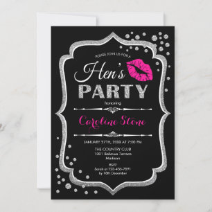 Hens Party - Zwart roze zilver Kaart