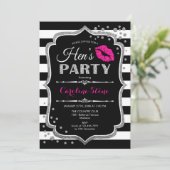 Hens Party - Zwart roze zilver Kaart (Staand voorkant)