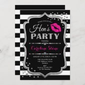 Hens Party - Zwart roze zilver Kaart (Voorkant / Achterkant)