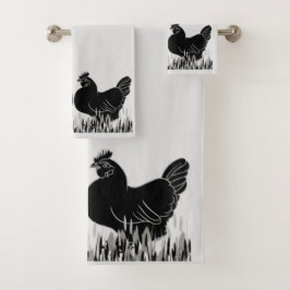 Hens~Silhouette Bad Handdoek