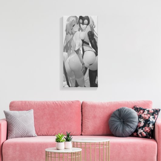 Hentai Angelic Meisjes Zwart-wit Print (Insitu (Woonkamer))