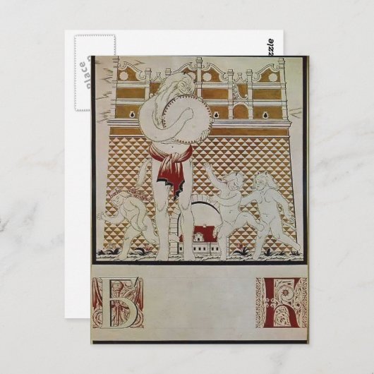 Heorhiy Narbut-blad "B" van het Oekraïense alfabet Briefkaart (Voorkant / Achterkant)