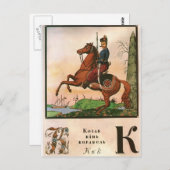 Heorhiy Narbut-blad "K" van het Oekraïense alfabet Briefkaart (Voorkant / Achterkant)