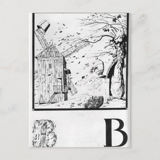 Heorhiy Narbut-blad "V" van het Oekraïense alfabet Briefkaart (Voorkant)