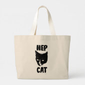 Hep Cat Fun Tuxedo Kat Fotoslogan Kunst Grote Tote Bag (Achterkant)