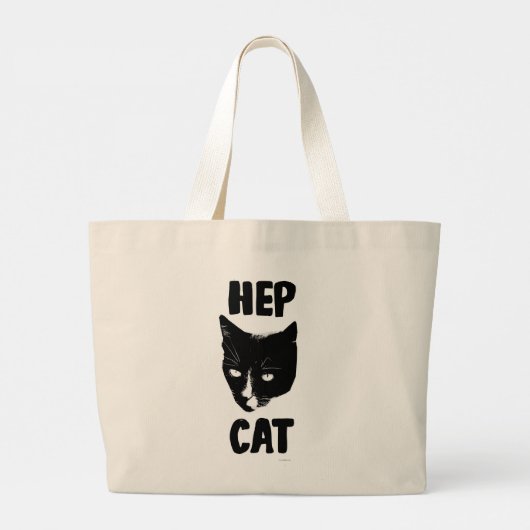 Hep Cat Fun Tuxedo Kat Fotoslogan Kunst Grote Tote Bag (Achterkant)