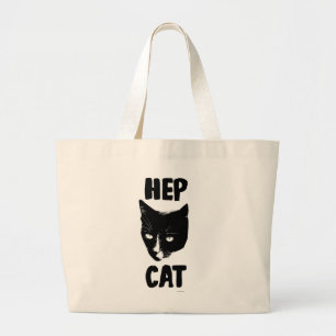 Hep Cat Fun Tuxedo Kat Fotoslogan Kunst Grote Tote Bag