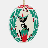 Hep Cat Retro Kerstmis op maat Keramisch Ornament (Rechts)